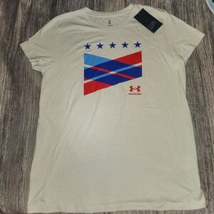 UNDER ARMOUR NWT Freedom MFO USA T-Shirt Light Gray Women's Size‎ Large